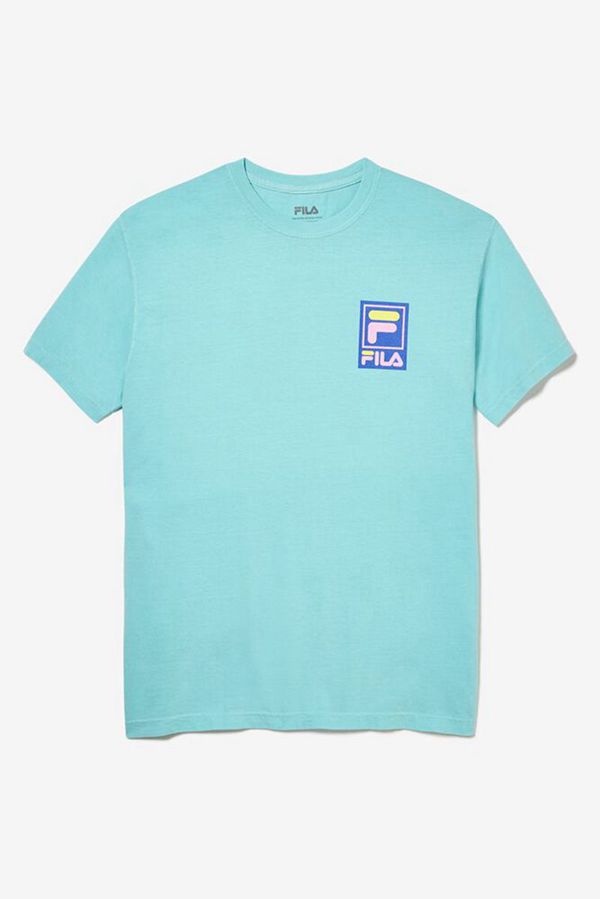 Fila Turquoise Men's Tee - Turquoise,NZ 983-40396